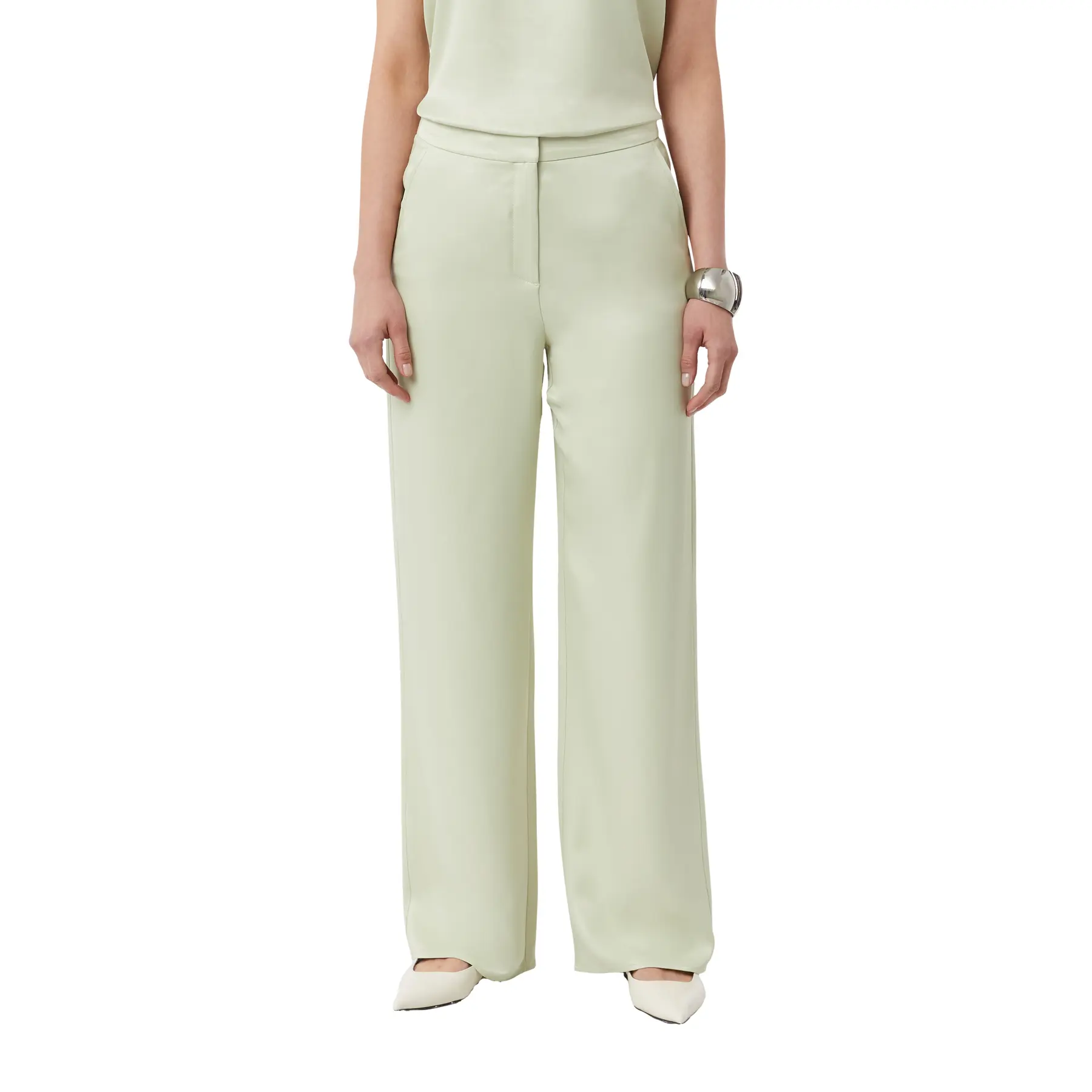 Pantaloni fluidi in satin di viscosa donna COMMA
