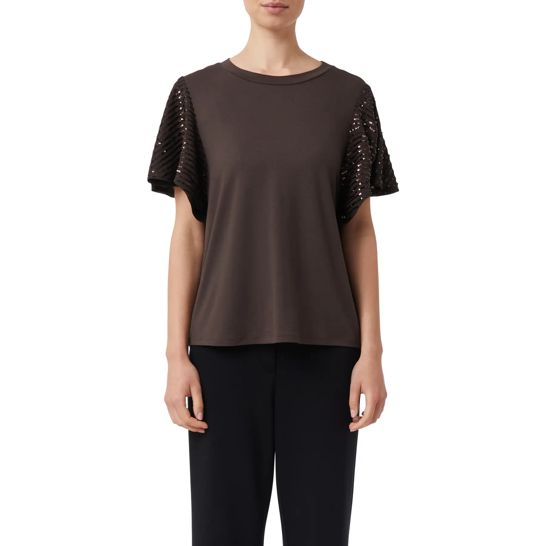 T-shirt manches volants pailletées femme COMMA