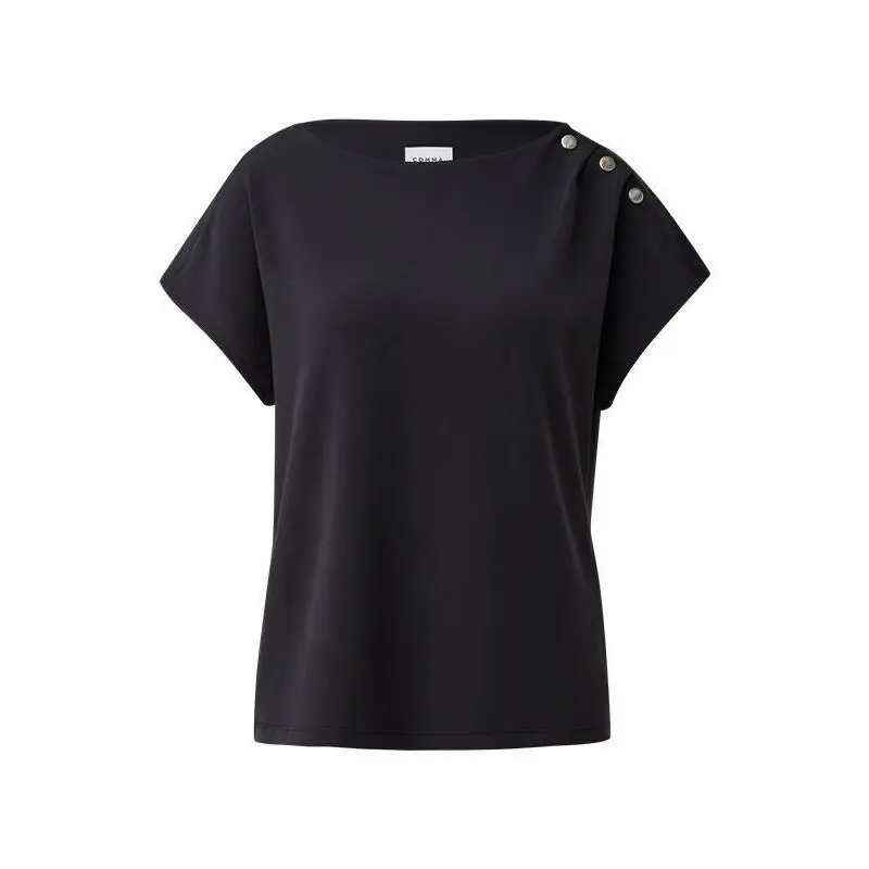 T-shirt con bottone sulla spalla donna COMMA