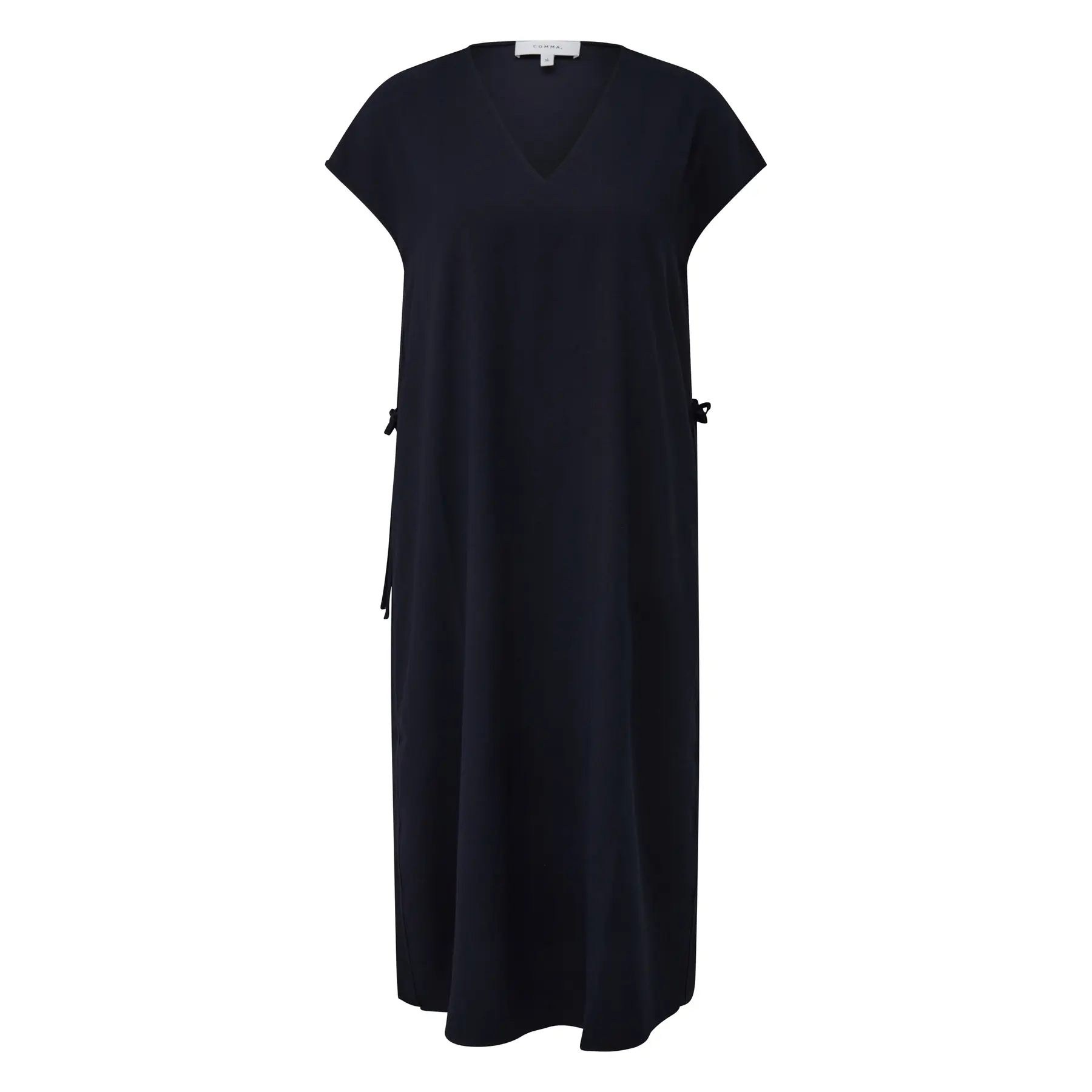 Robe Midi En CrêPe Viscose Col V Ceinture NouéE Femme comma-image