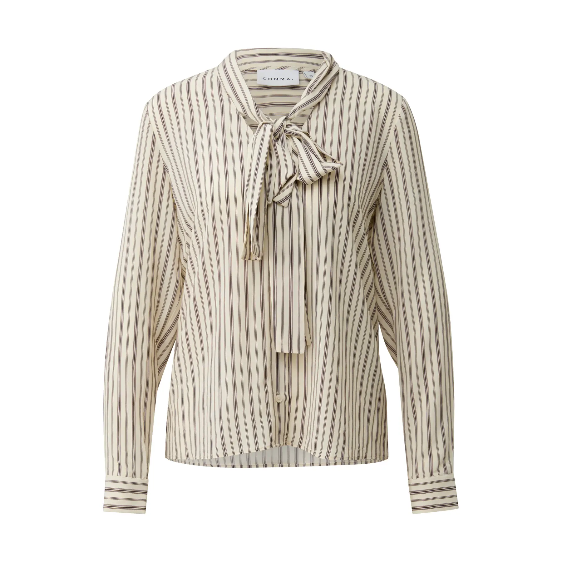 Blouse manches longues en viscose à rayures et col à nouer femme COMMA Blouse manches longues en viscose à rayures et col à nouer femme COMMA