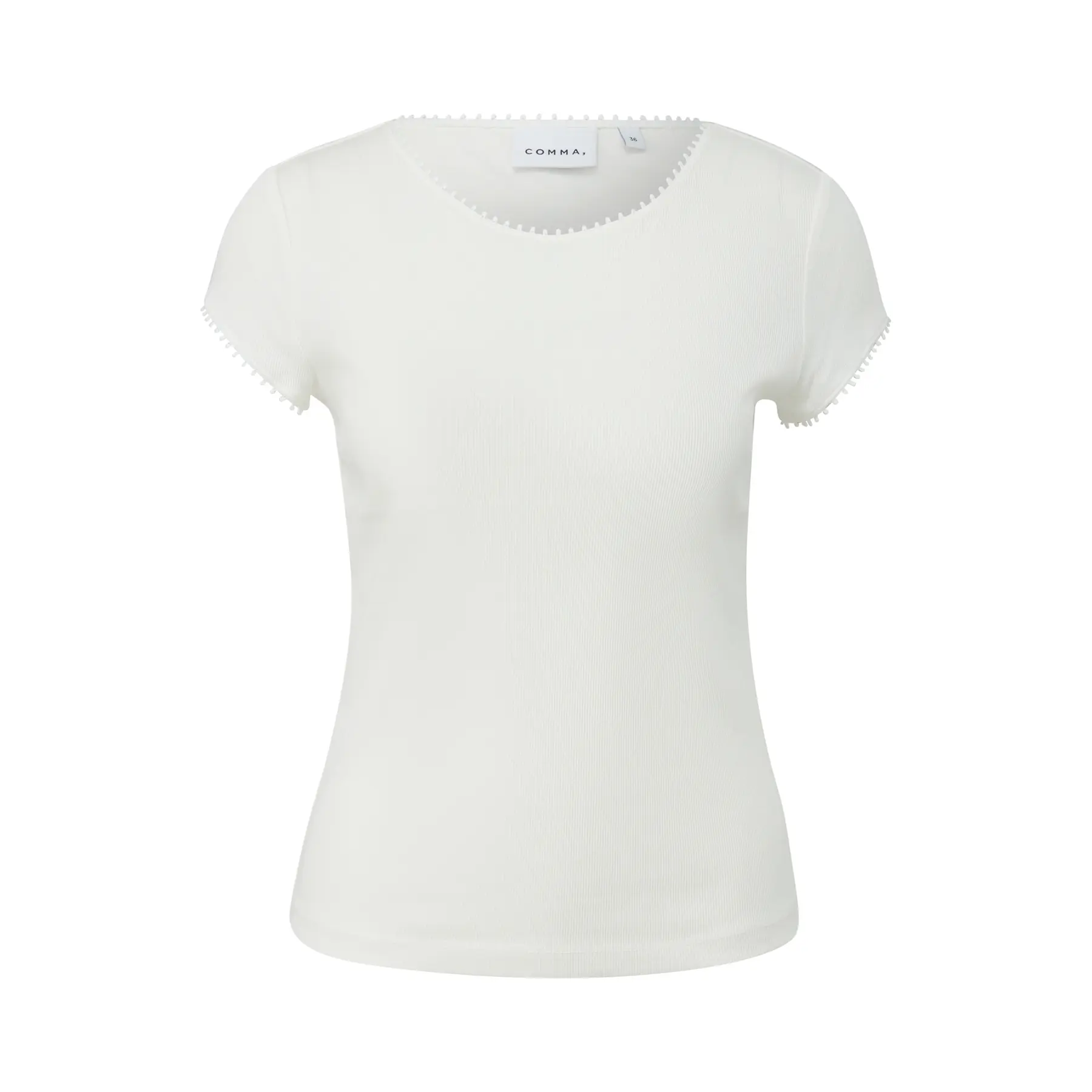 T-shirt a costine con bordo ondulato donna COMMA
