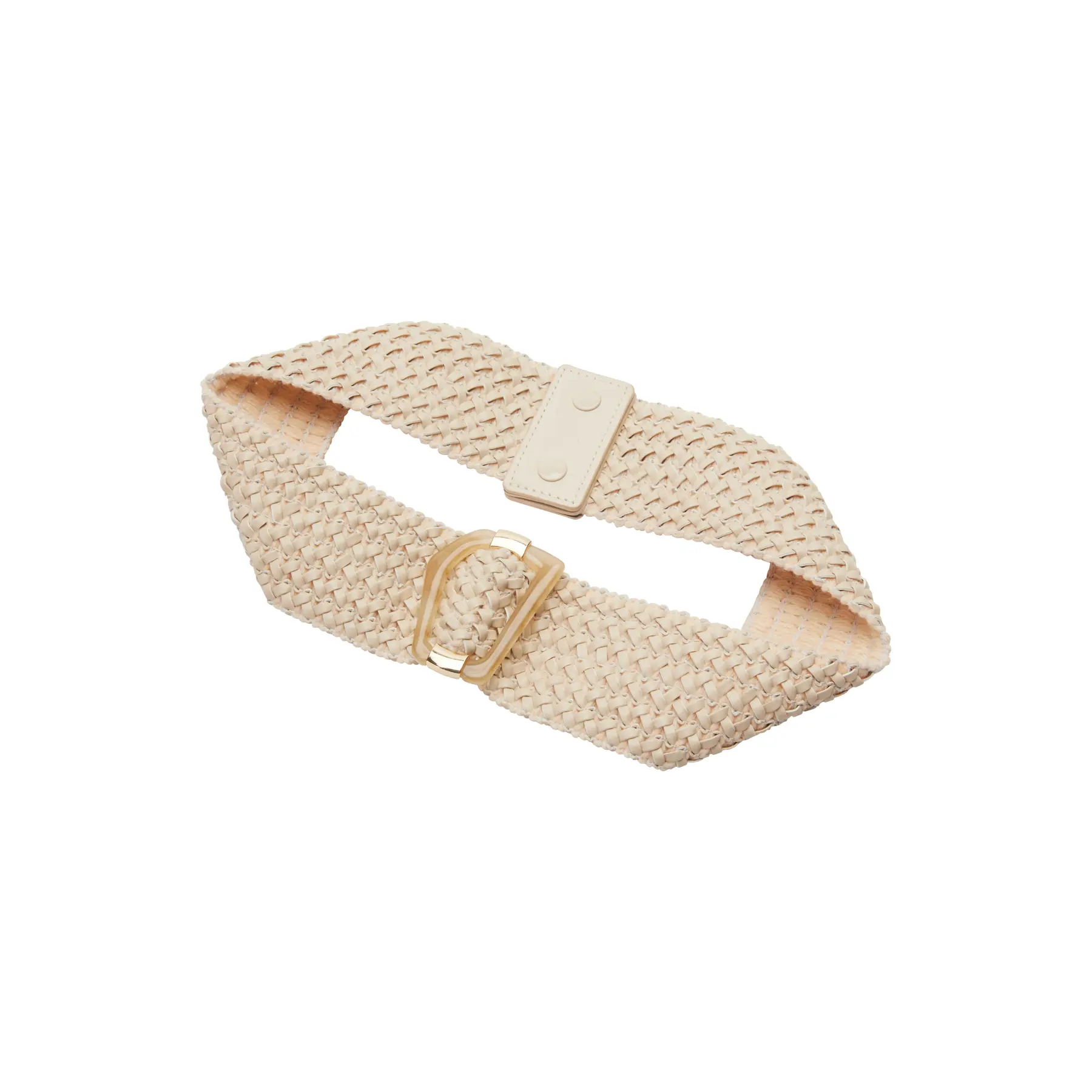 Vrouwen PU leren gevlochten elastische riem met decoratieve gesp COMMA