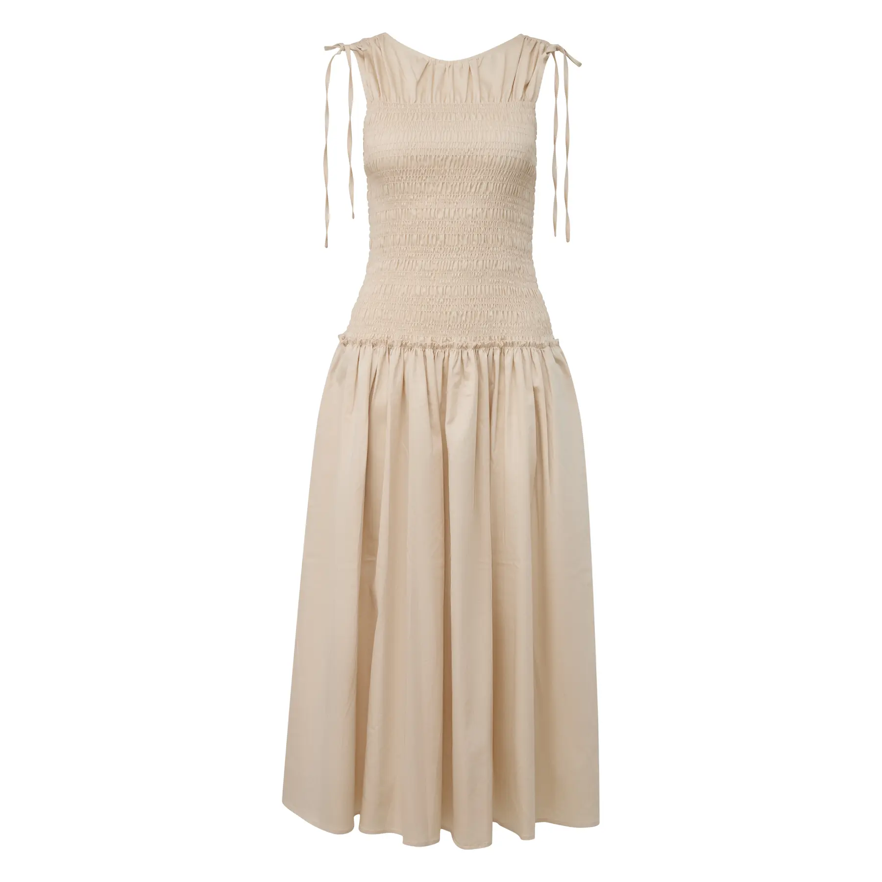 Robe midi in cotone arricciata donna COMMA