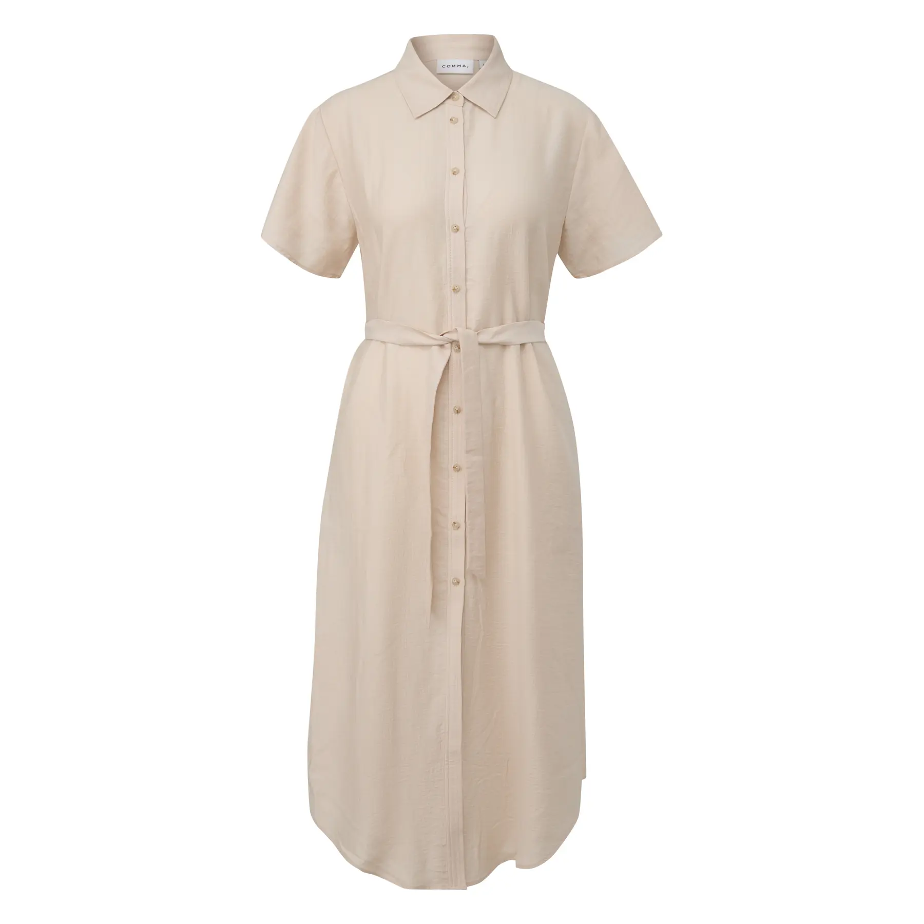 Robe chemise fluide in misto viscosa e lino donna COMMA