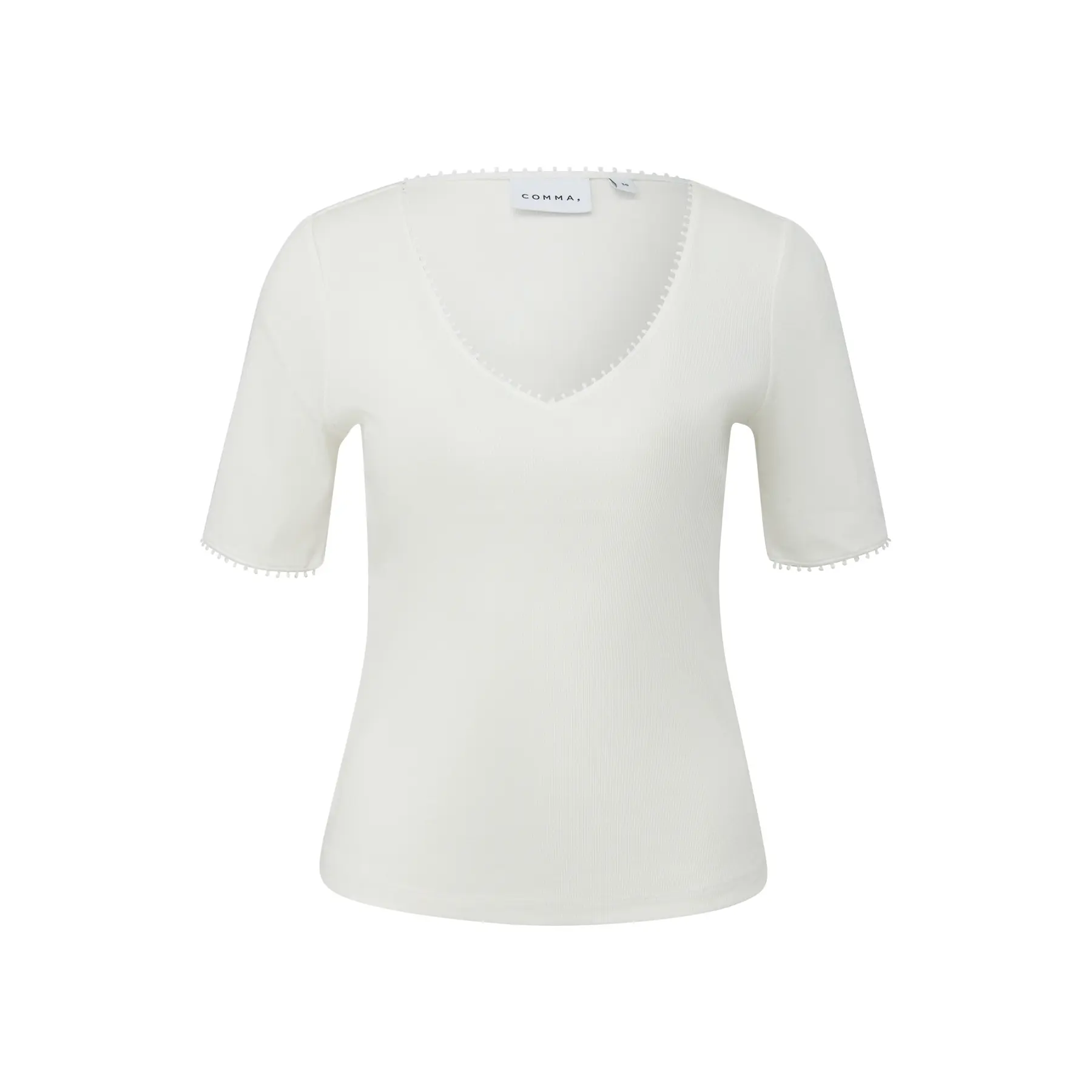T-shirt in jersey a coste con bordo decorativo donna COMMA
