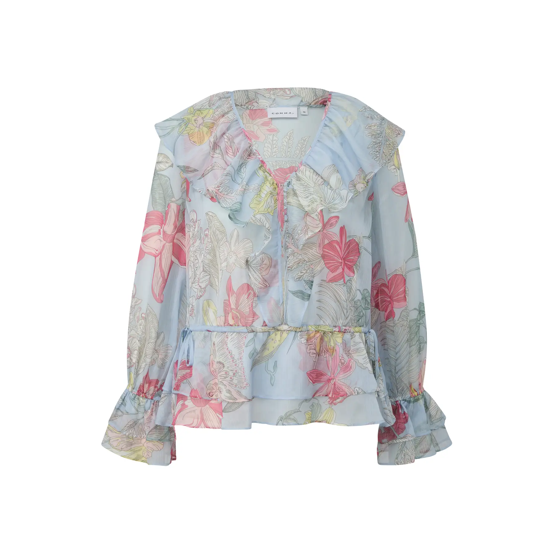 Blouse à imprimé texturé avec détails à volants femme COMMA