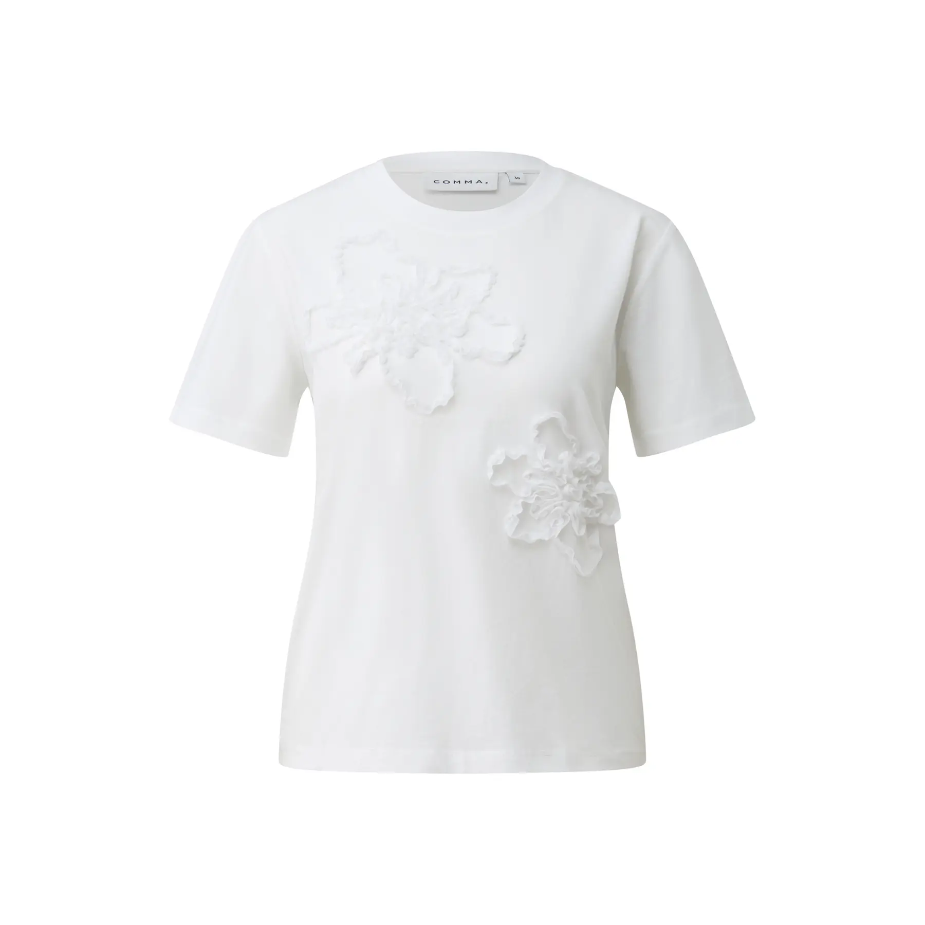 T-shirt in jersey a motivo floreale manica media donna COMMA
