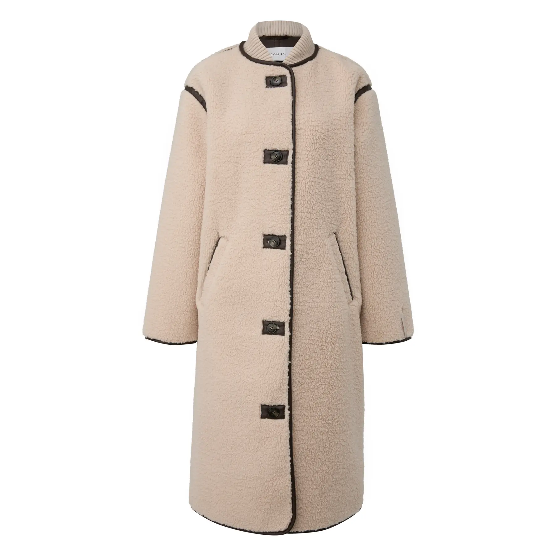 Manto statement Teddy con piping a contrasto donna COMMA