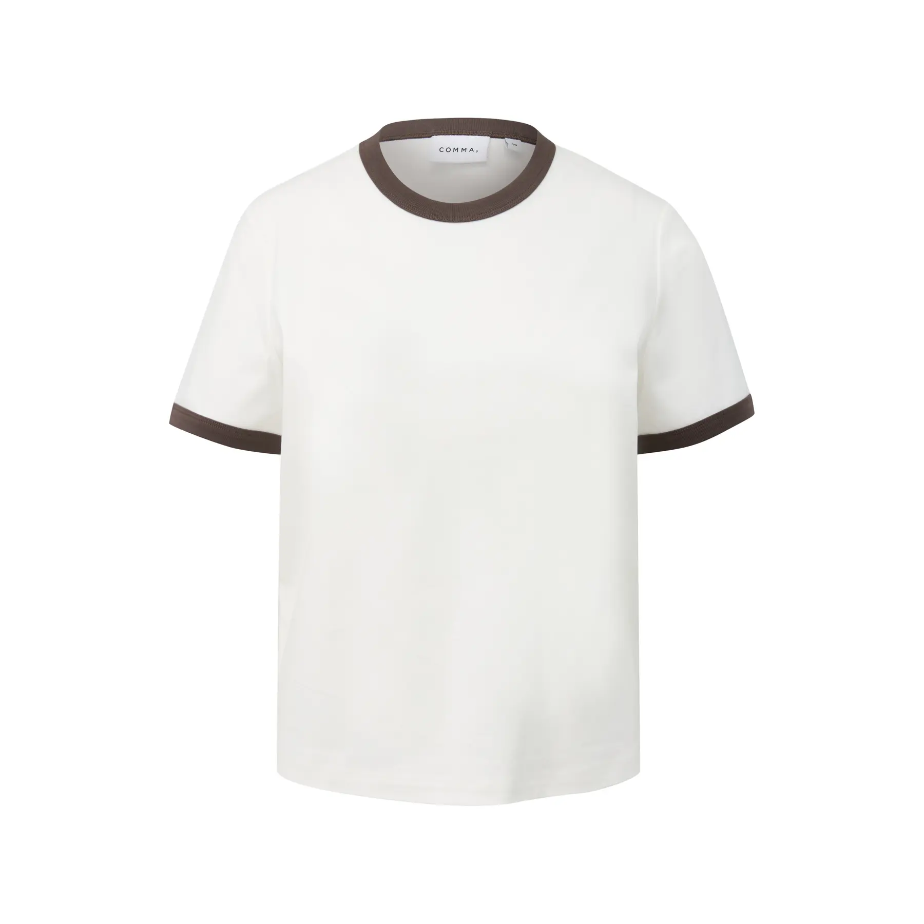 T-shirt in cotone di alta qualità con polsini a contrasto donna COMMA