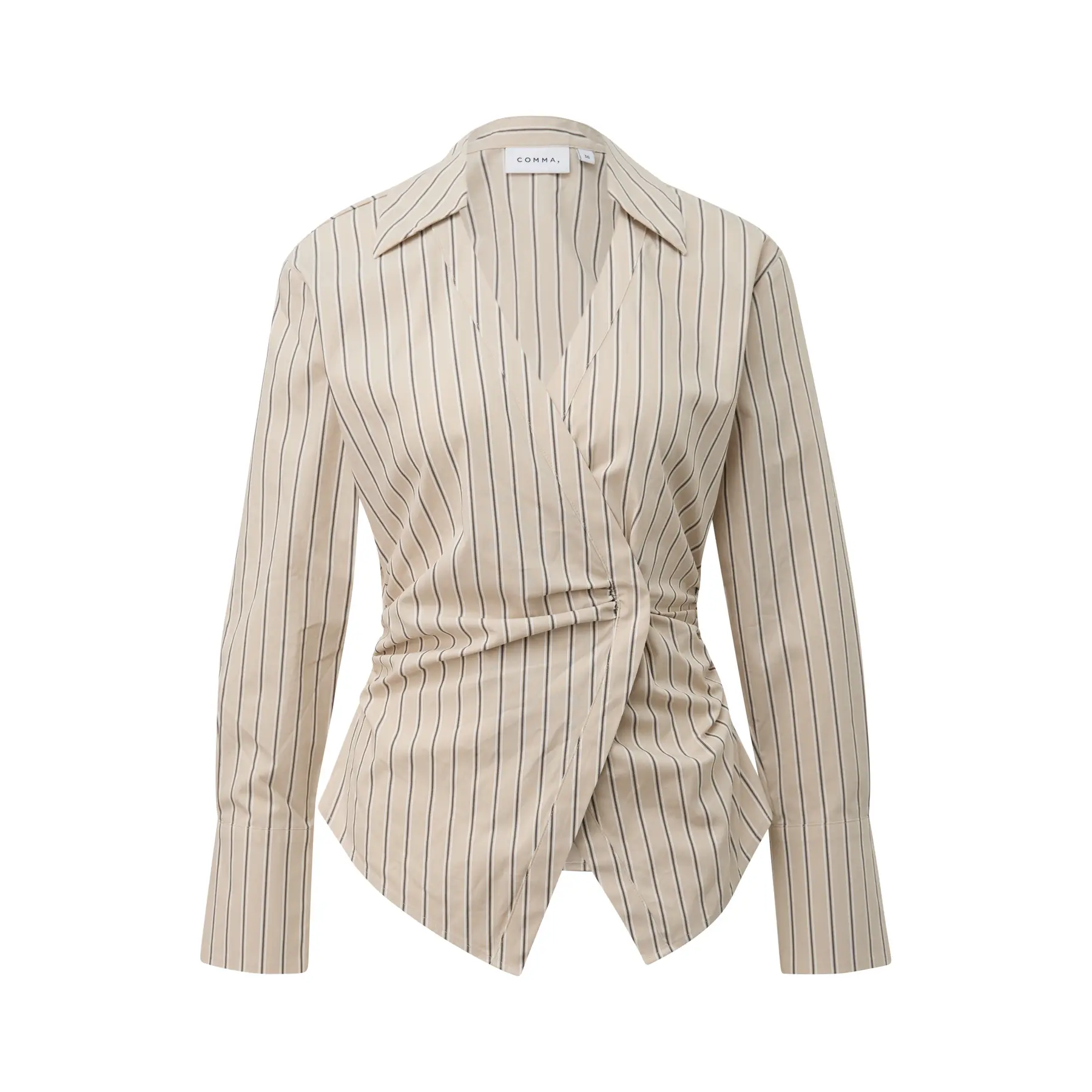 Blouse effet portefeuille en popeline de coton femme COMMA Blouse effet portefeuille en popeline de coton femme COMMA