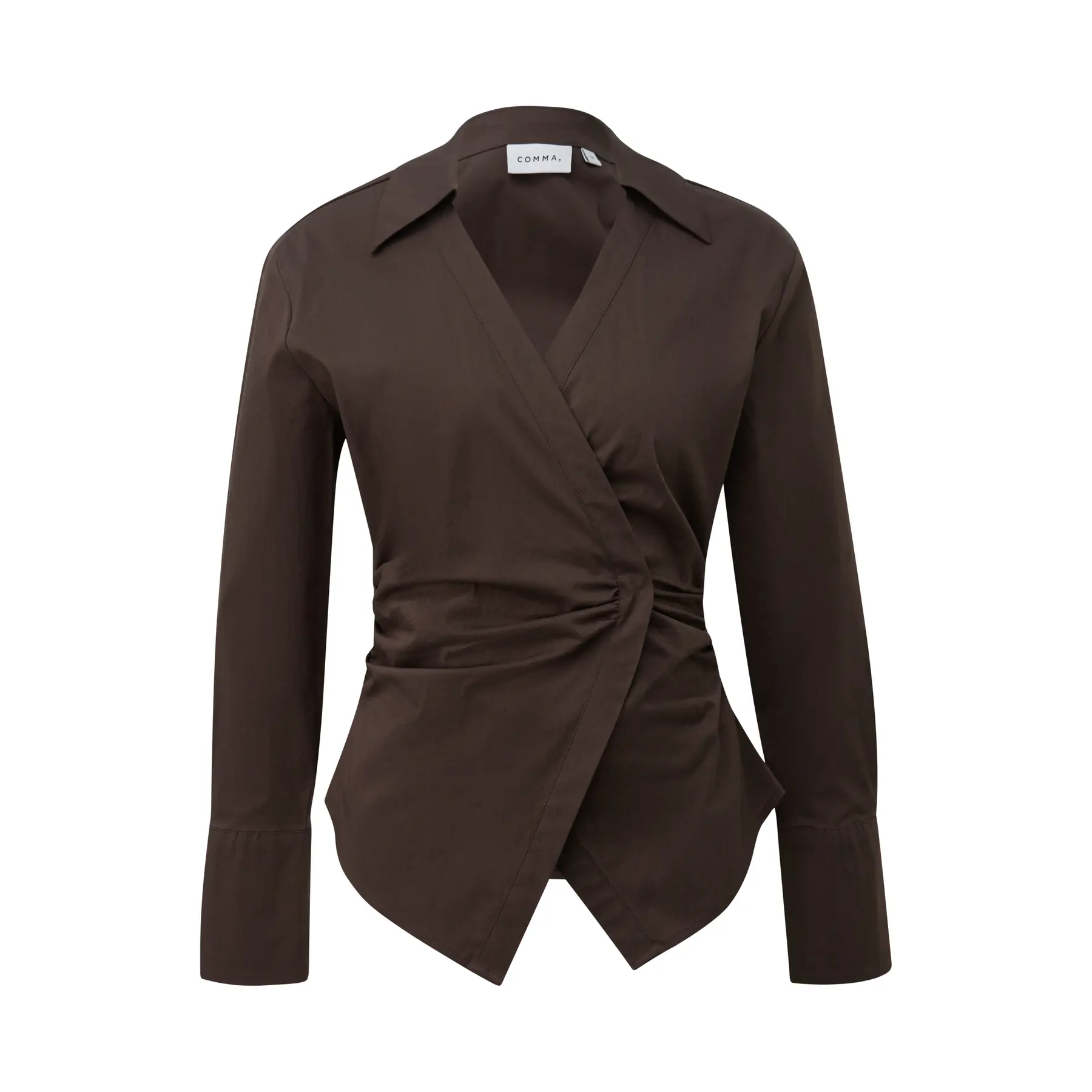 Blusa effetto portafoglio in popeline di cotone donna COMMA
