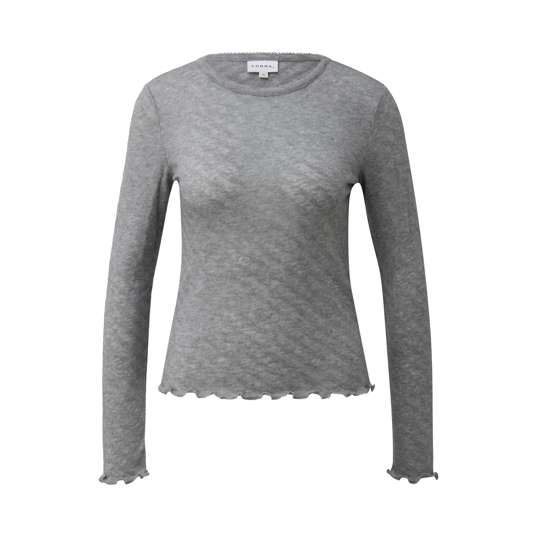T-shirt a maniche lunghe finemente strutturato e leggermente trasparente donna COMMA