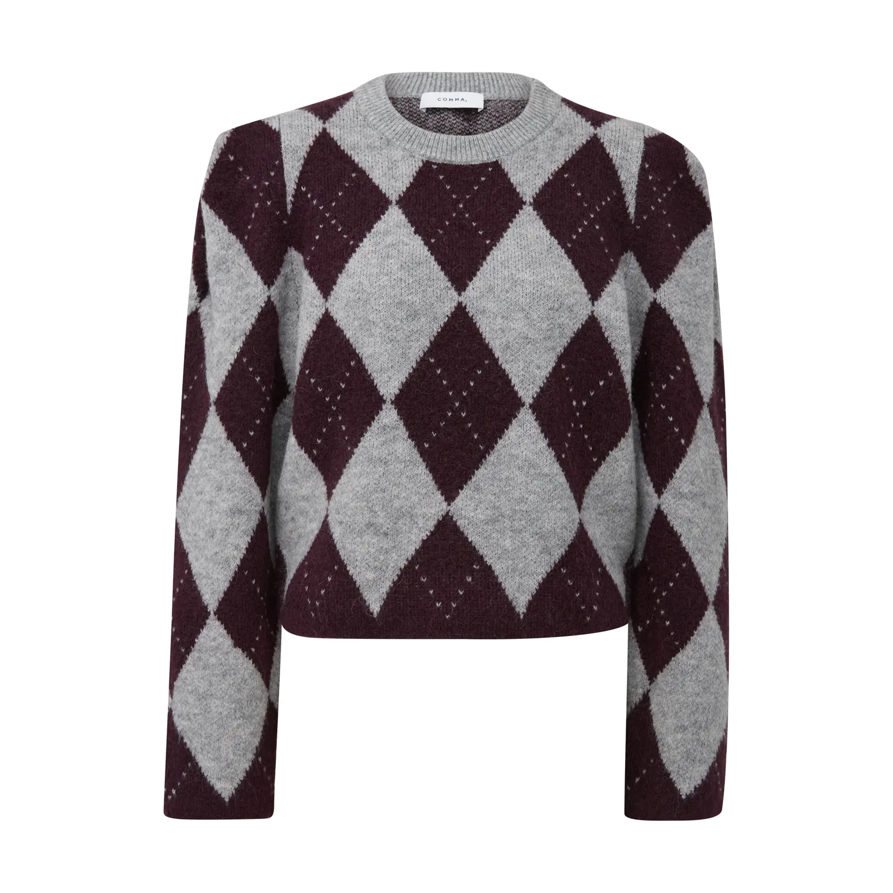 Pull Duveteux a Motivo Argyle con Spalle Sottolineate Donna COMMA