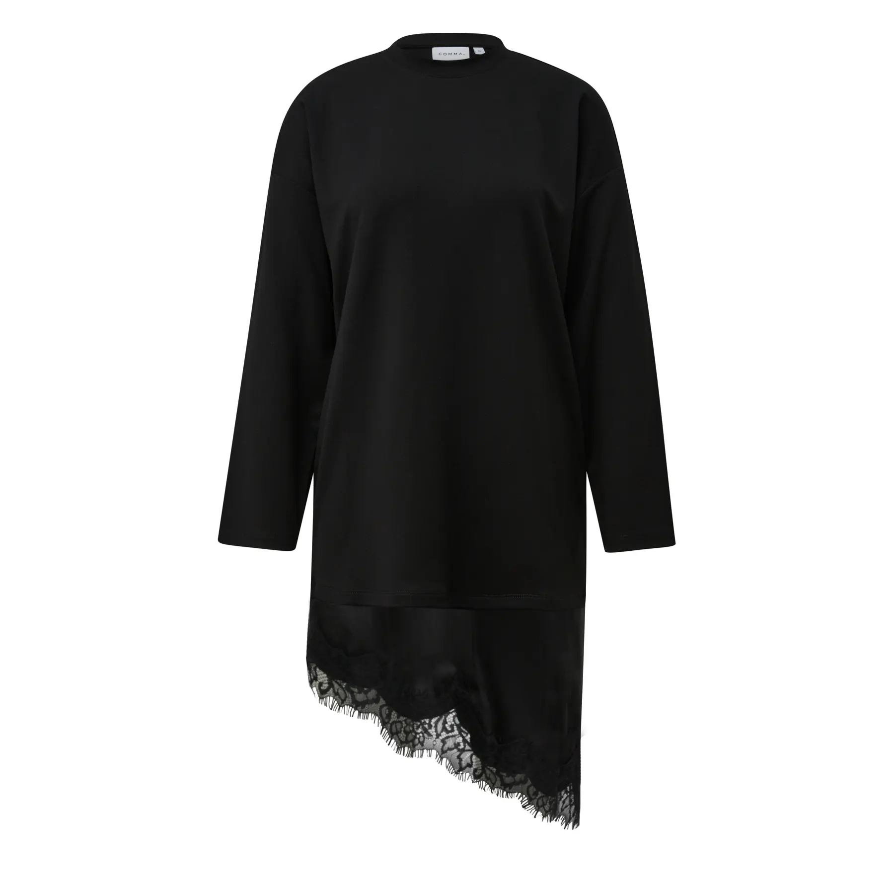 Asymmetrisches Satin-Sweatkleid mit Spitze für Frauen COMMA