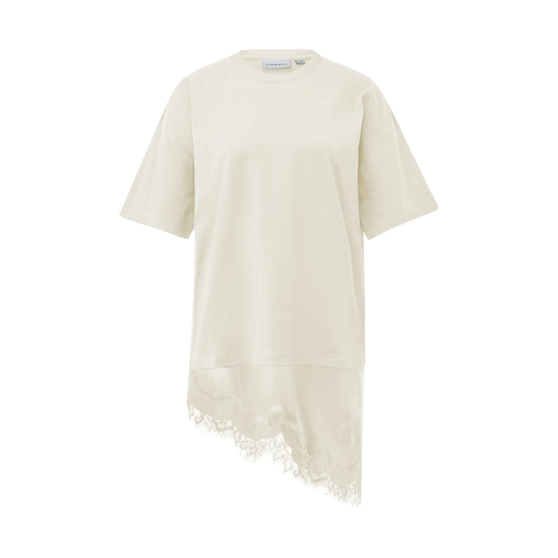 T-shirt corte boyfriend in pizzo e satin donna COMMA
