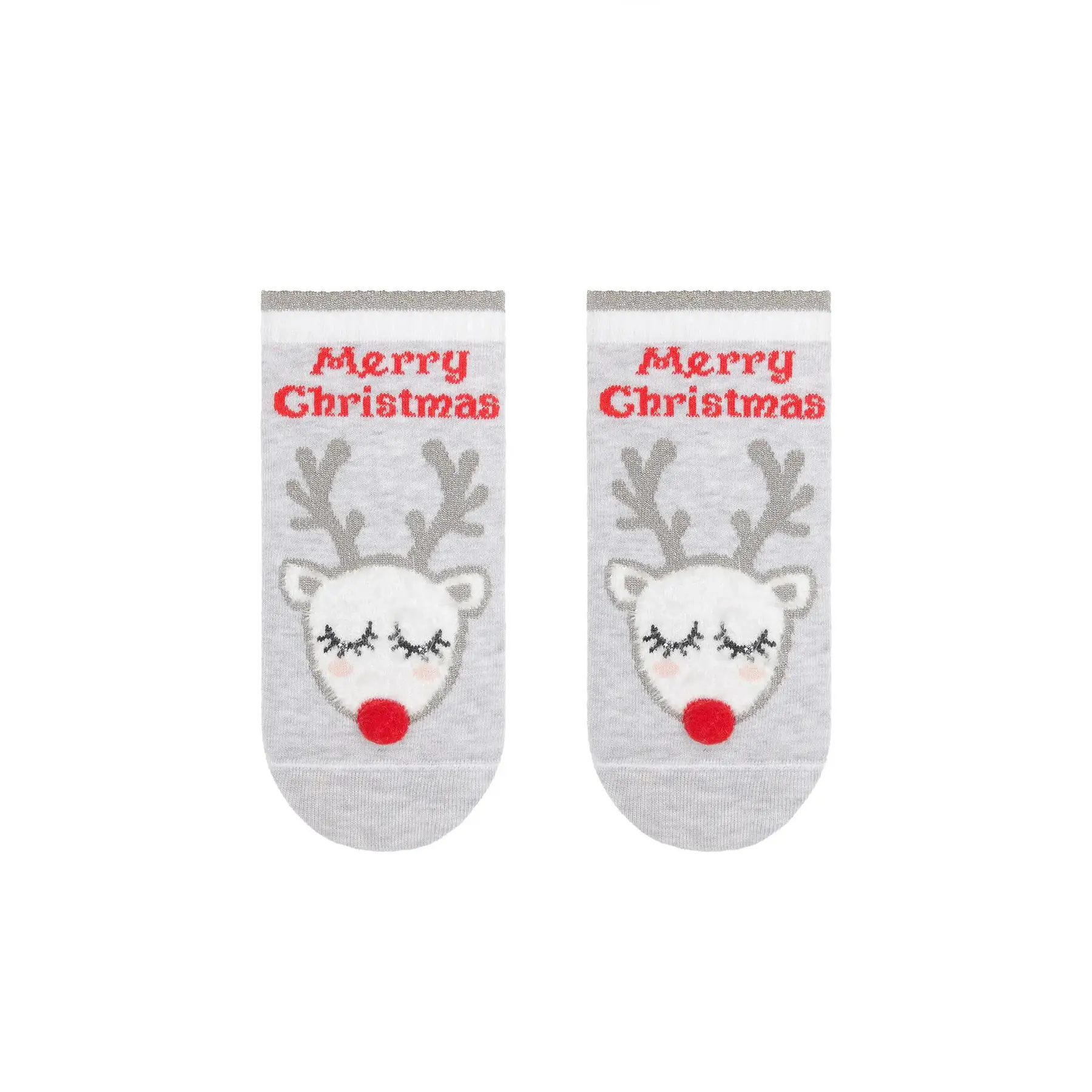 Kurze Socken Neujahr mit Lurex, Strass und Pompon für Babys Conte Kids « Rudolph »