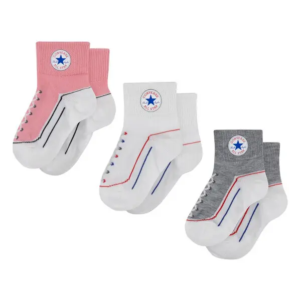 Converse Unisex Baby Rosa Baby-Socken Chn Striated Qtr (X3)