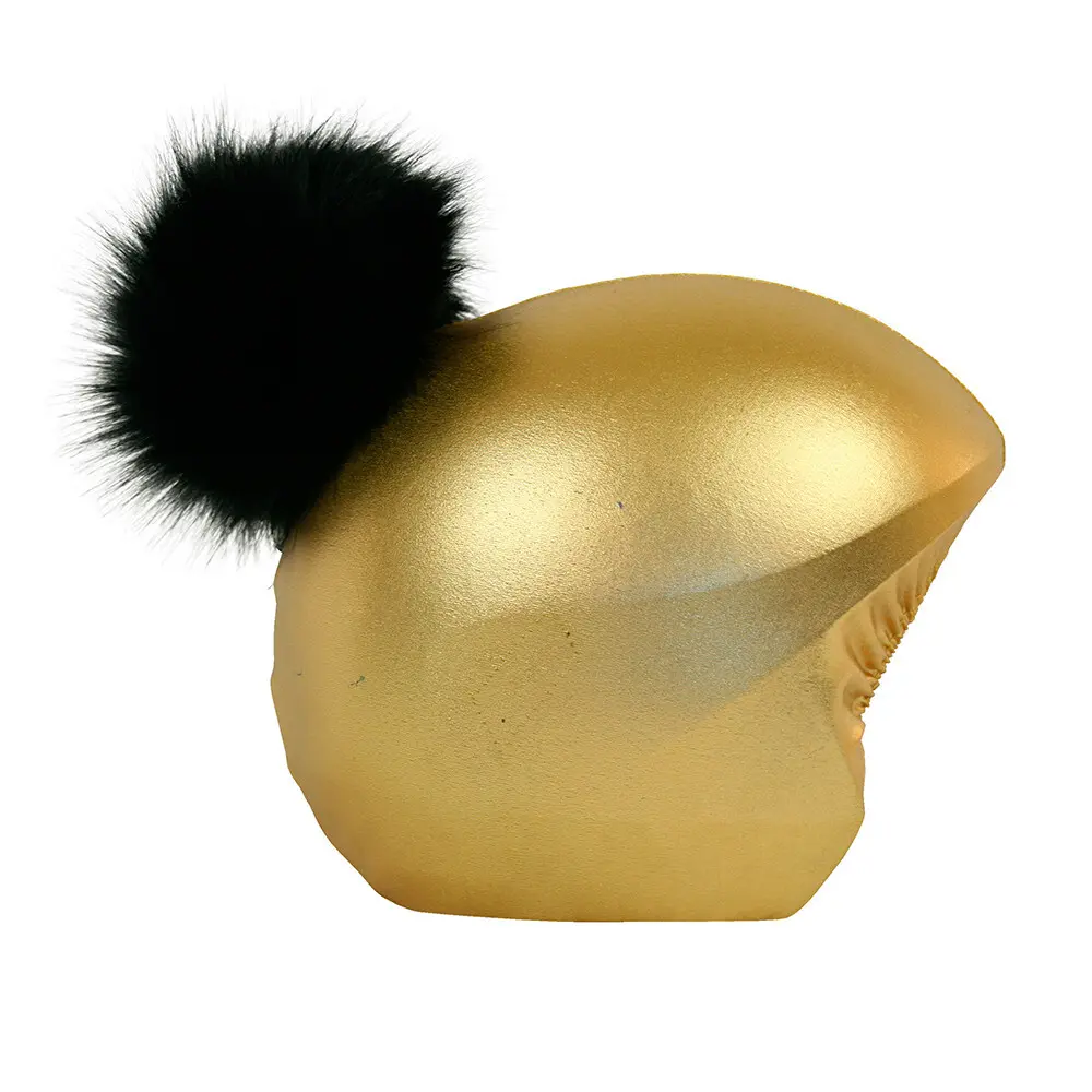 Coolcasc Doré Couvre-Casque Vélo Exclusive Gold Black Pon-Pon