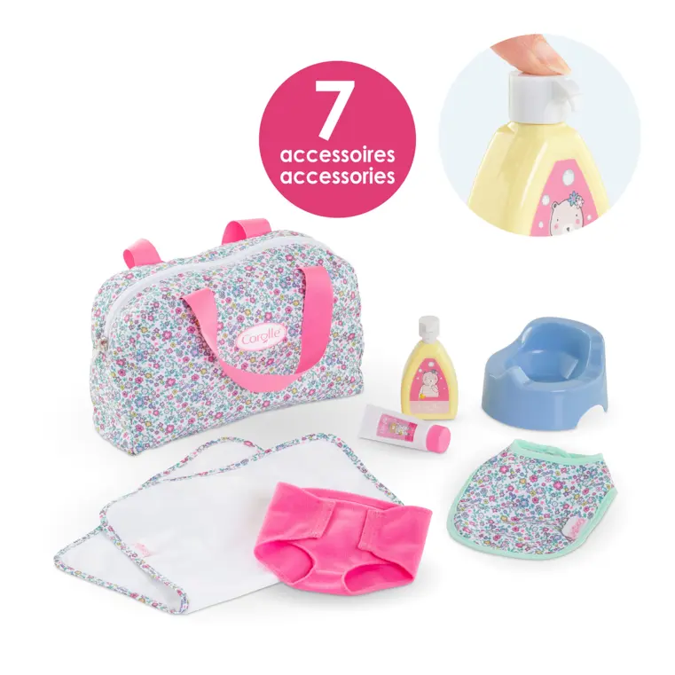 Coffret accessoires à langer floral pour poupée Corolle Coffret accessoires à langer floral pour poupée Corolle