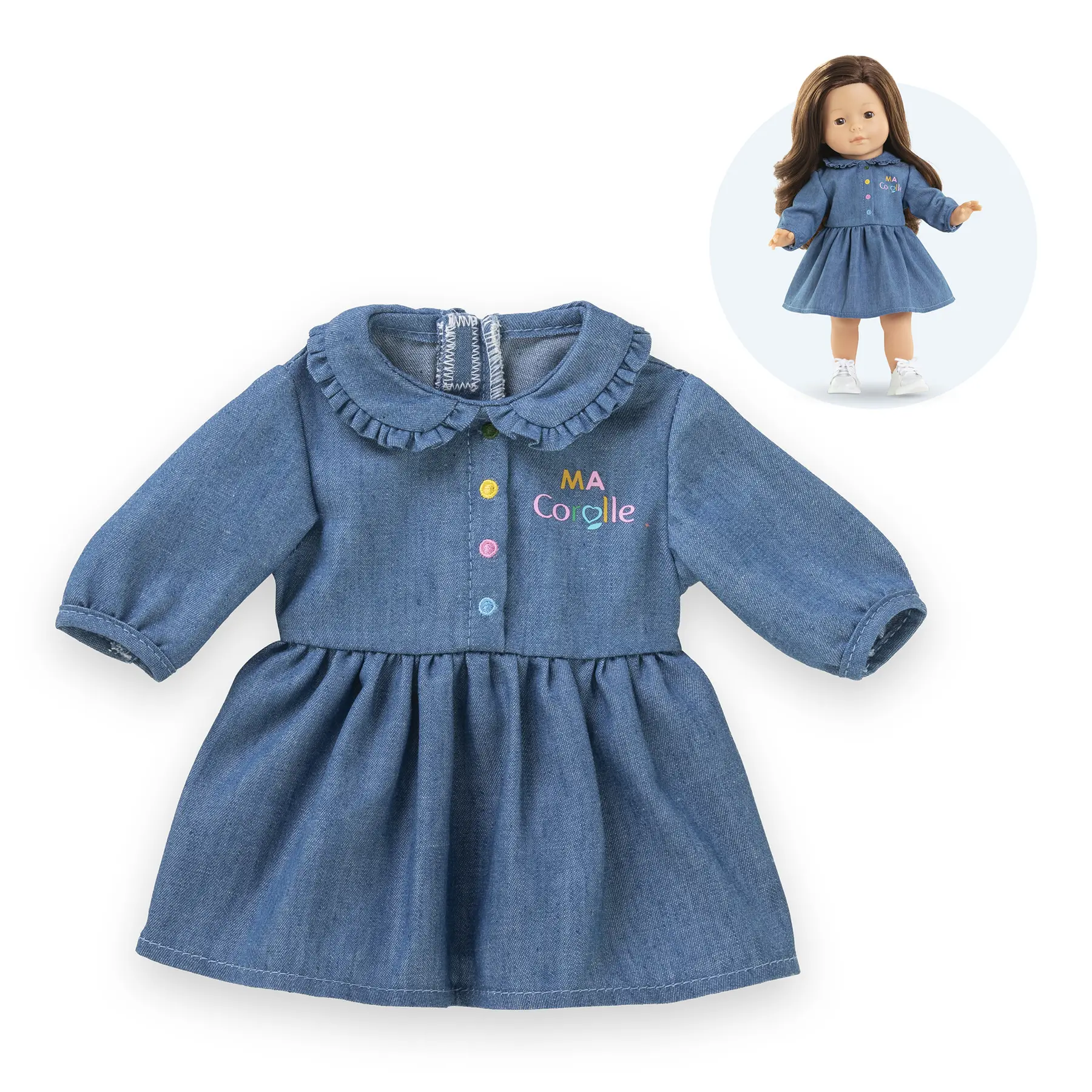 Robe denim manches longues pour poupée Corolle
