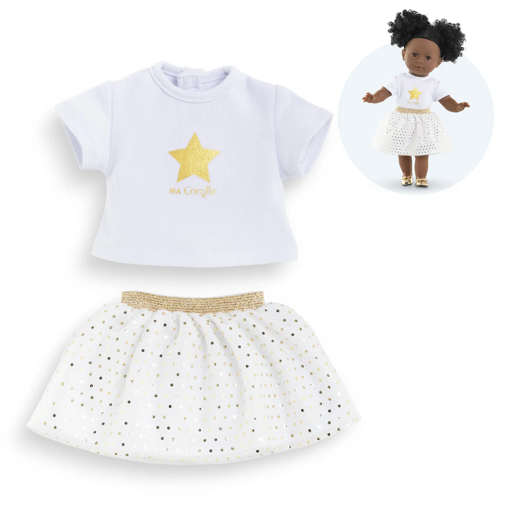 Ensemble jupe et t-shirt pour poupée Corolle Ensemble jupe et t-shirt pour poupée Corolle