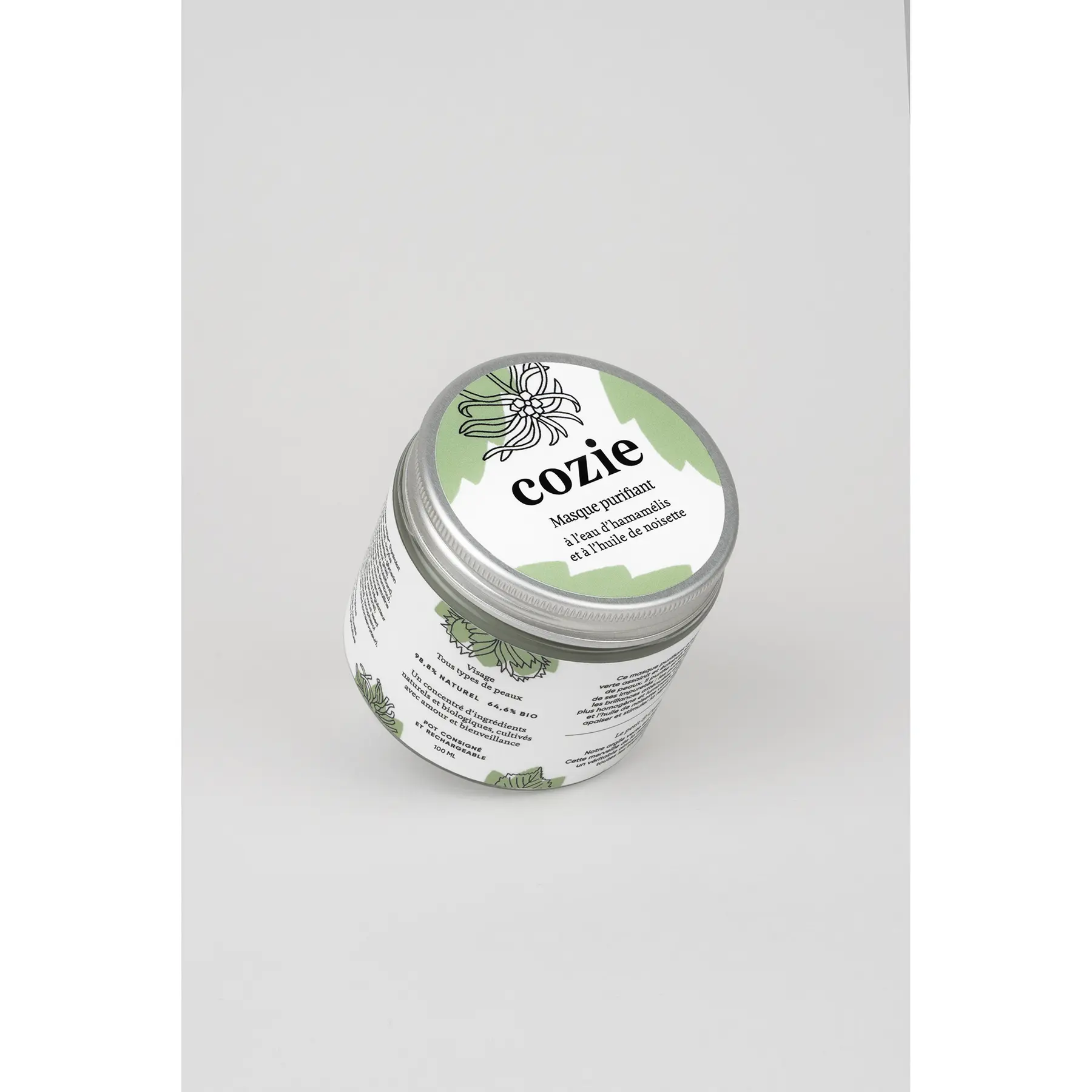 Maschera purificante per il viso con acqua di amamelide e olio di nocciola Cozie 100ml