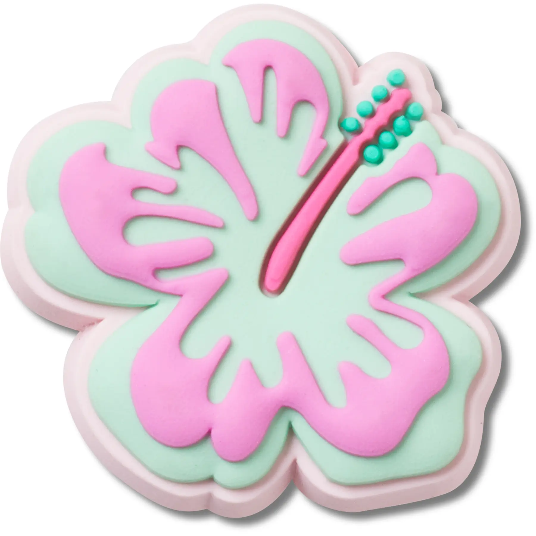 Jibbitz Crocs Turquoise and Pink Hibiscus