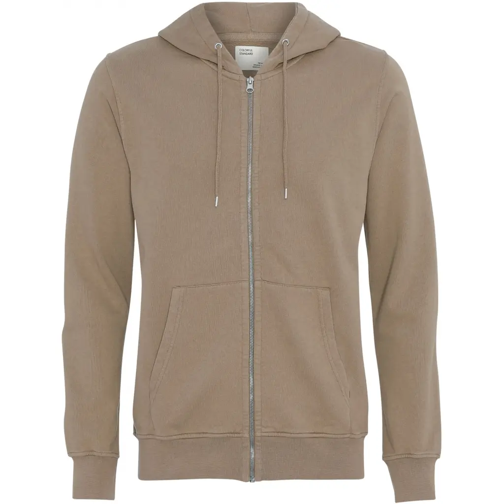 Felpa con cappuccio e zip Colorful Standard Classic Organic desert khaki
