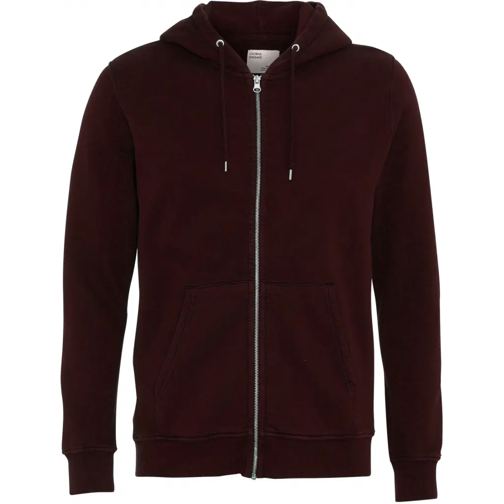 Felpa con cappuccio e zip Colorful Standard Classic Organic oxblood red
