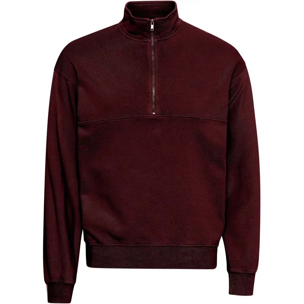Felpa 1/4 zip  Organic oxblood red