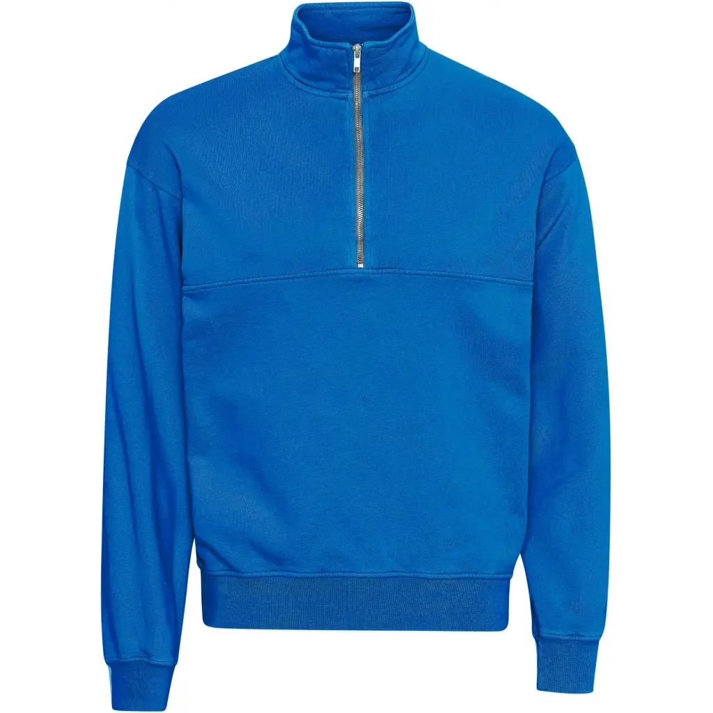 Colorful Standard Unisex Blue Sweatshirt 1/4 Zip Organic Pacific