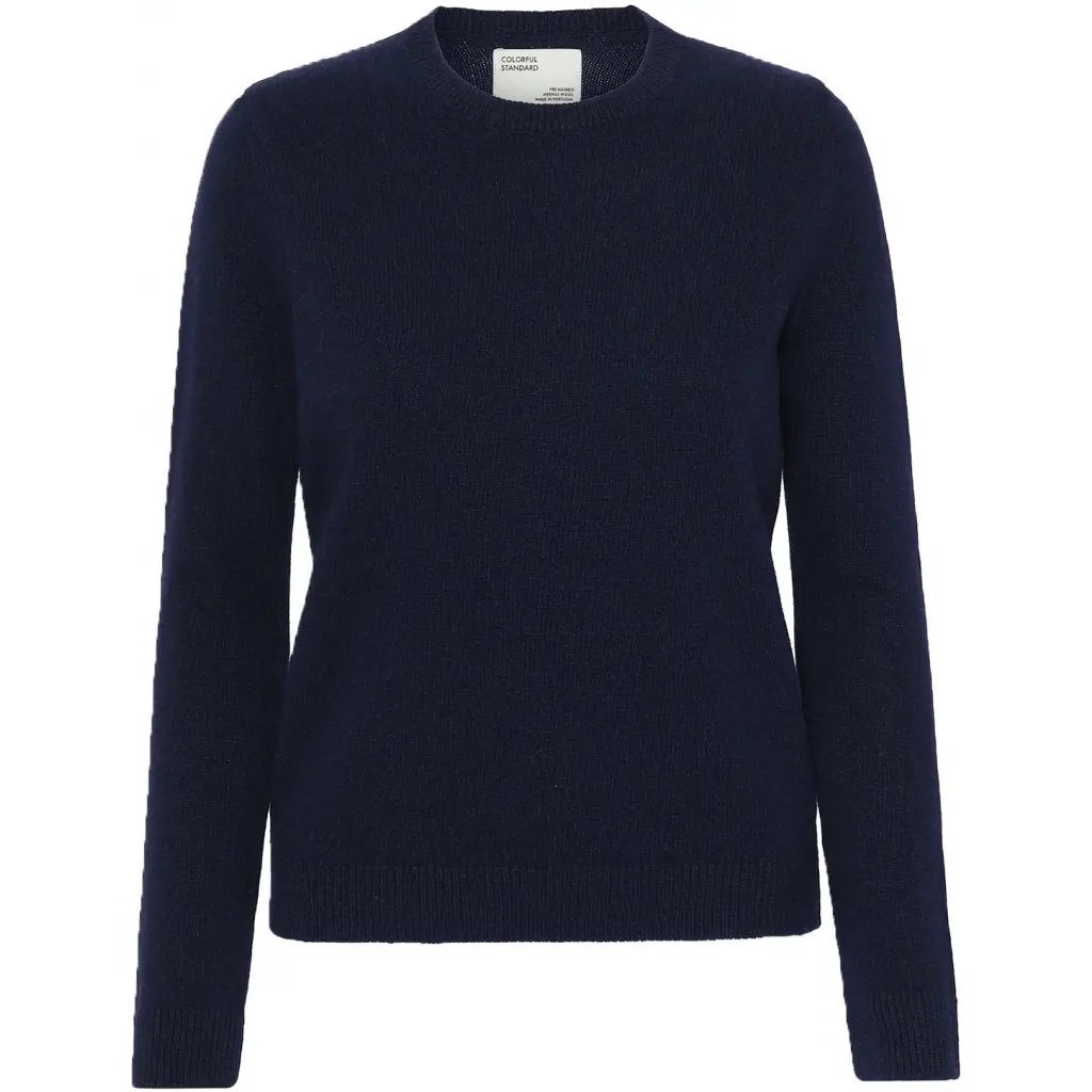 Colorful Standard Women's Blue Wool Round Neck Sweater Classic Merino Navy