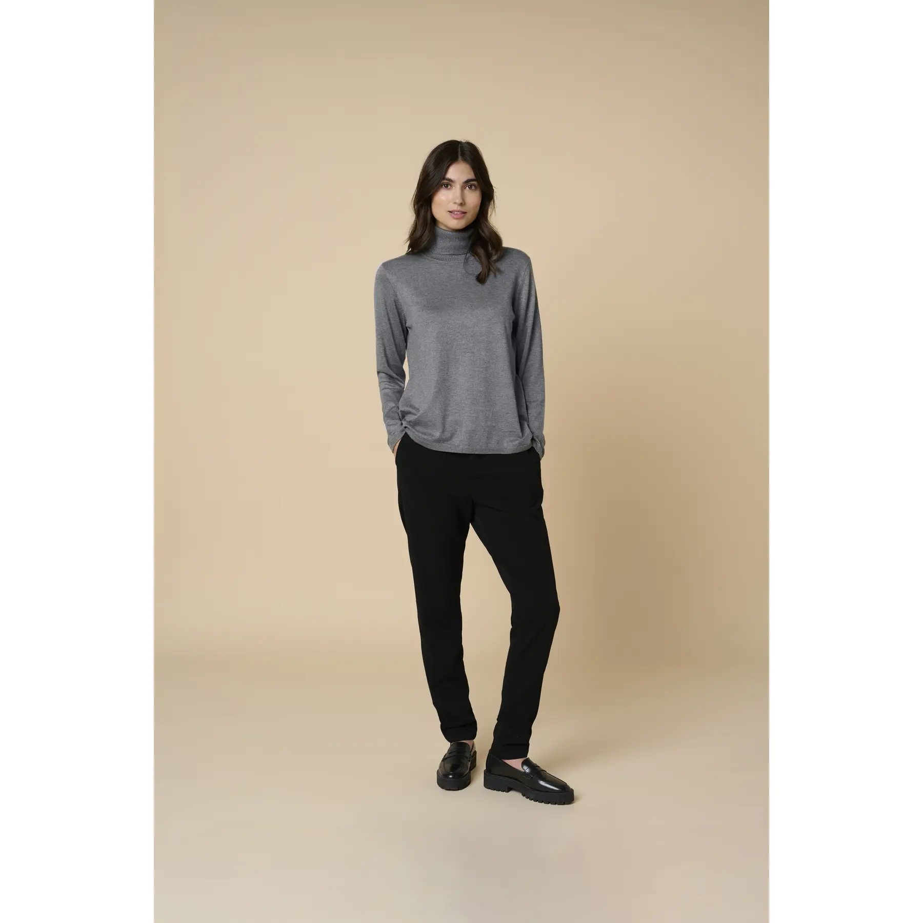 Culture Women's Grey Turtleneck Sweater Annemarie Loose