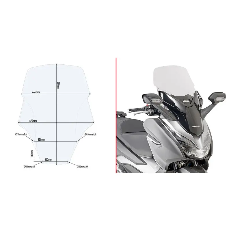 Windschutzscheibe Roller Givi Honda Forza 125 ABS (2015 à 2019) / 300 (2019)