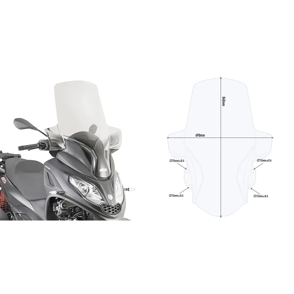 Windschutzscheibe Roller Givi Piaggio MP3 300 HPE (2019 à 2020)