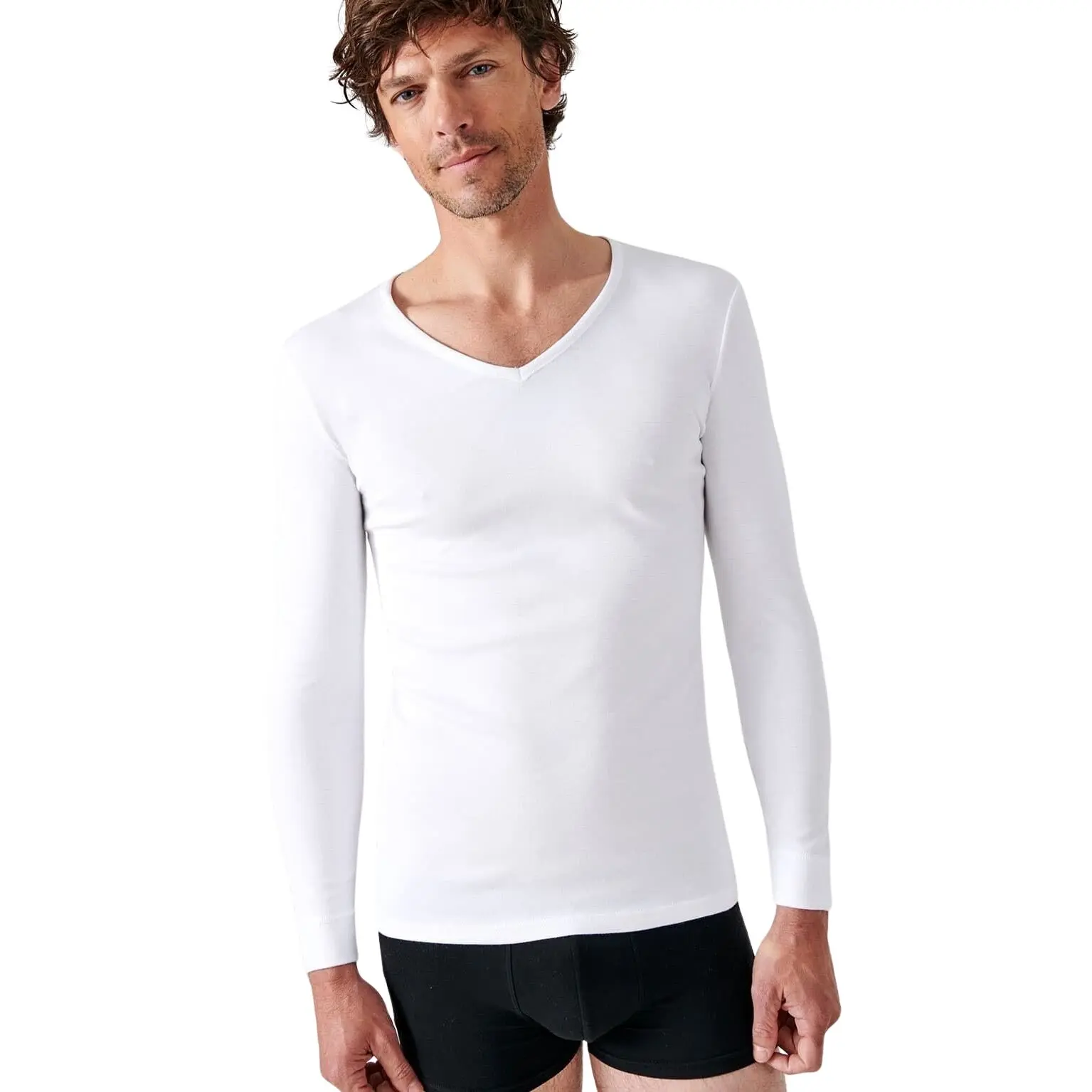 T-shirt maniche lunghe con scollo a V Damart Thermolactyl