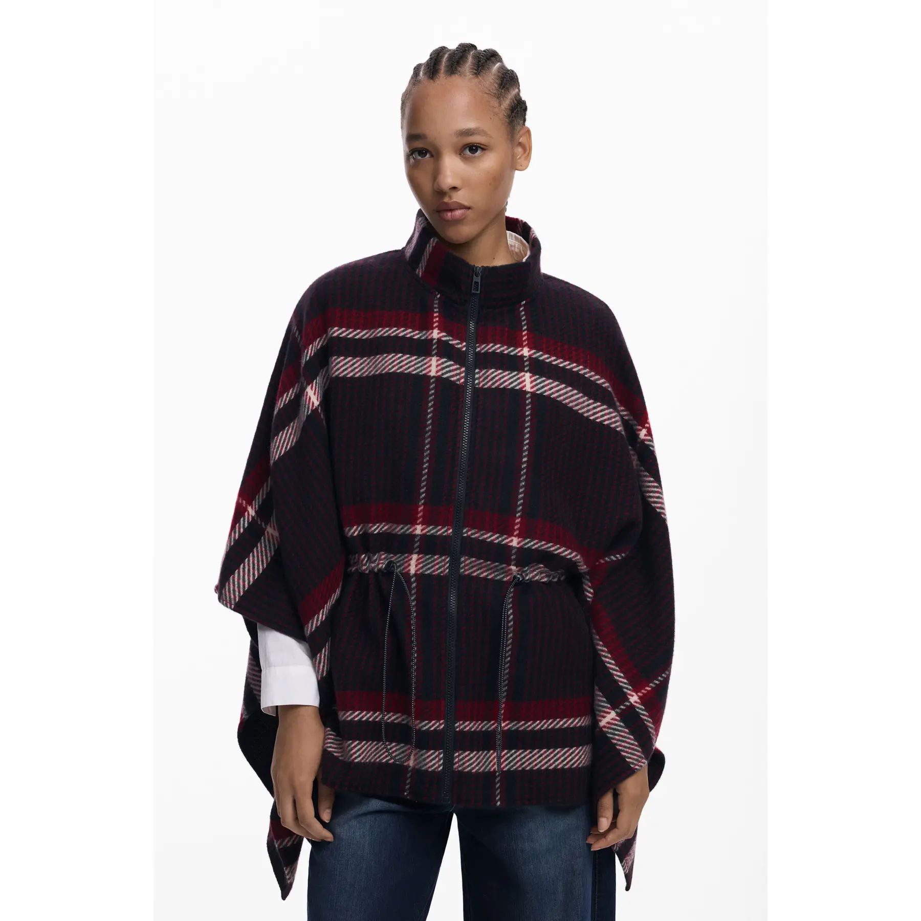 Karierte Damen-Poncho Desigual Aldama