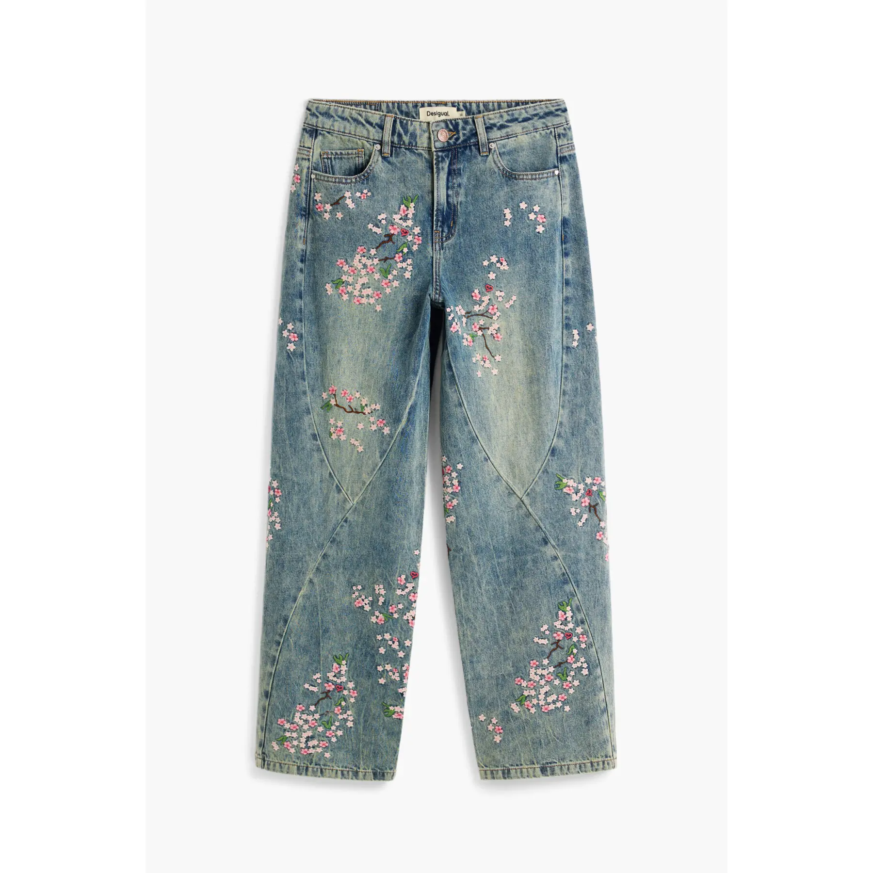 Jeans dritti donna Desigual Flower Japanese