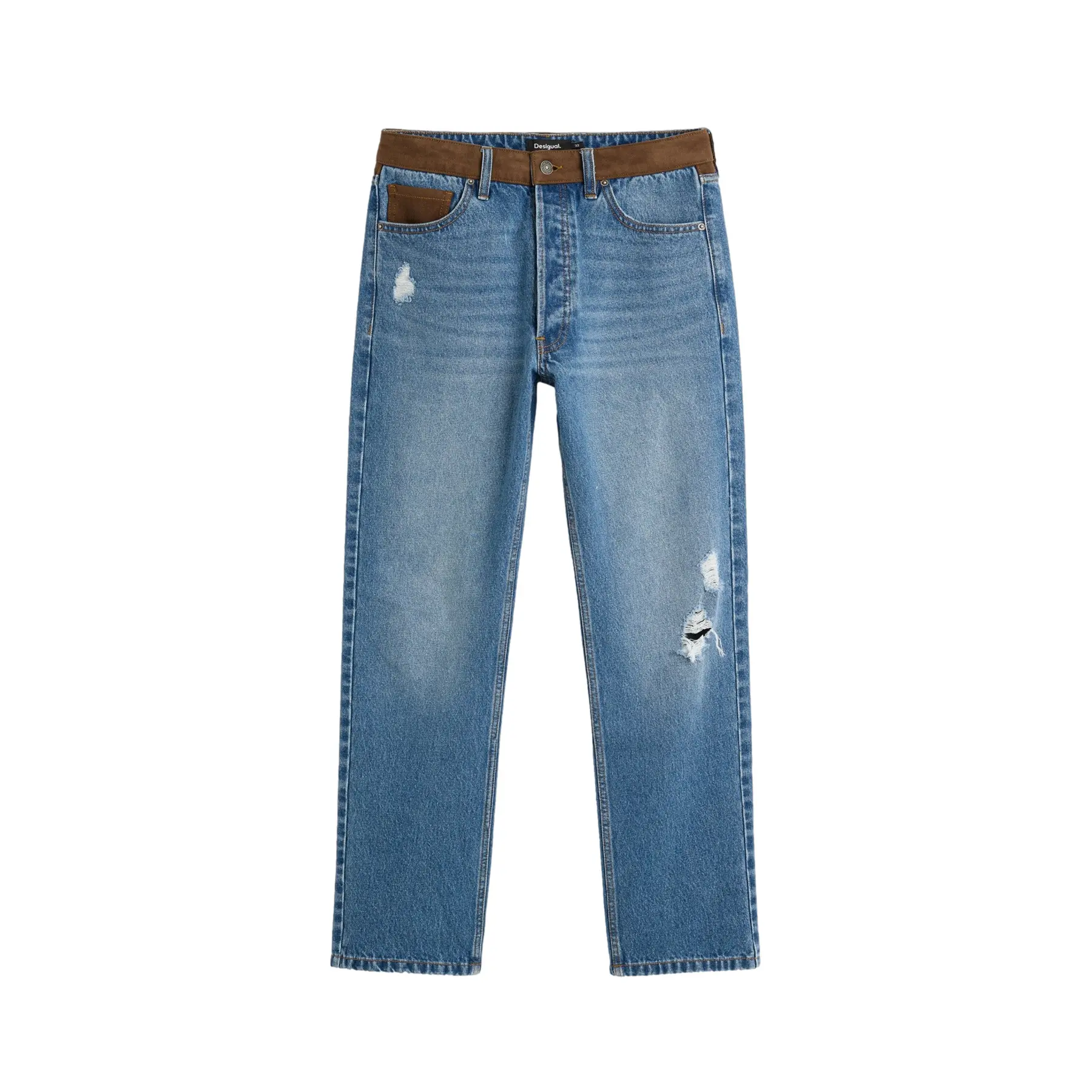 Jeans Dritti a Vita Alta Desigual Black