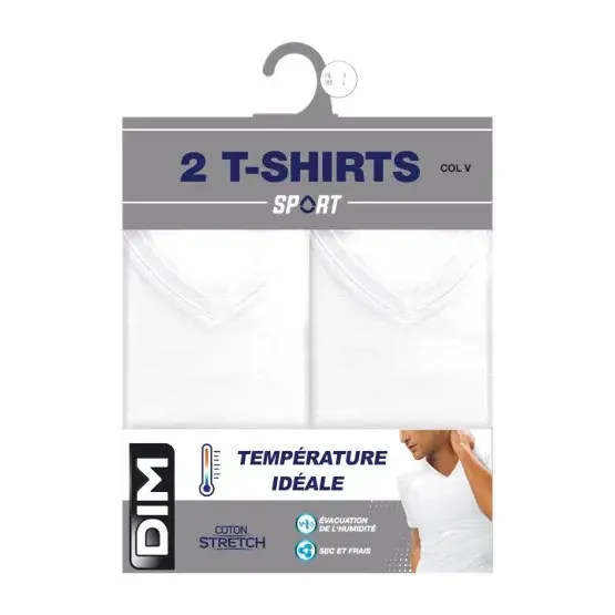 Set di 2 T-shirt a Col V DIM Regul'Activ Sport