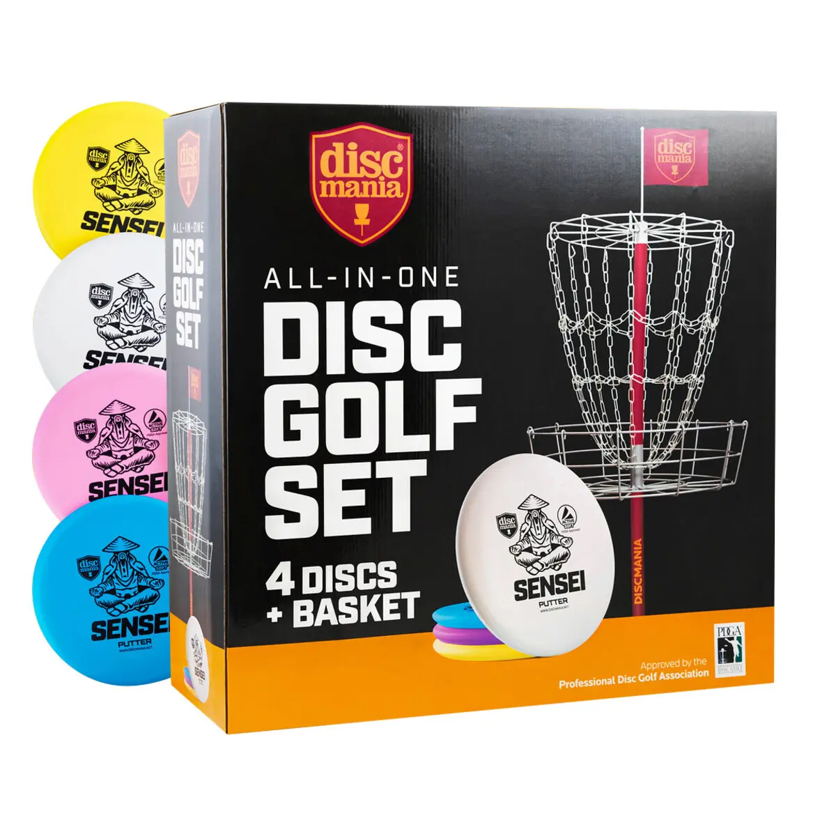Discmania Unisex Schwarz Korbfang Mit 4 Disc Golf Discs Lite Pro