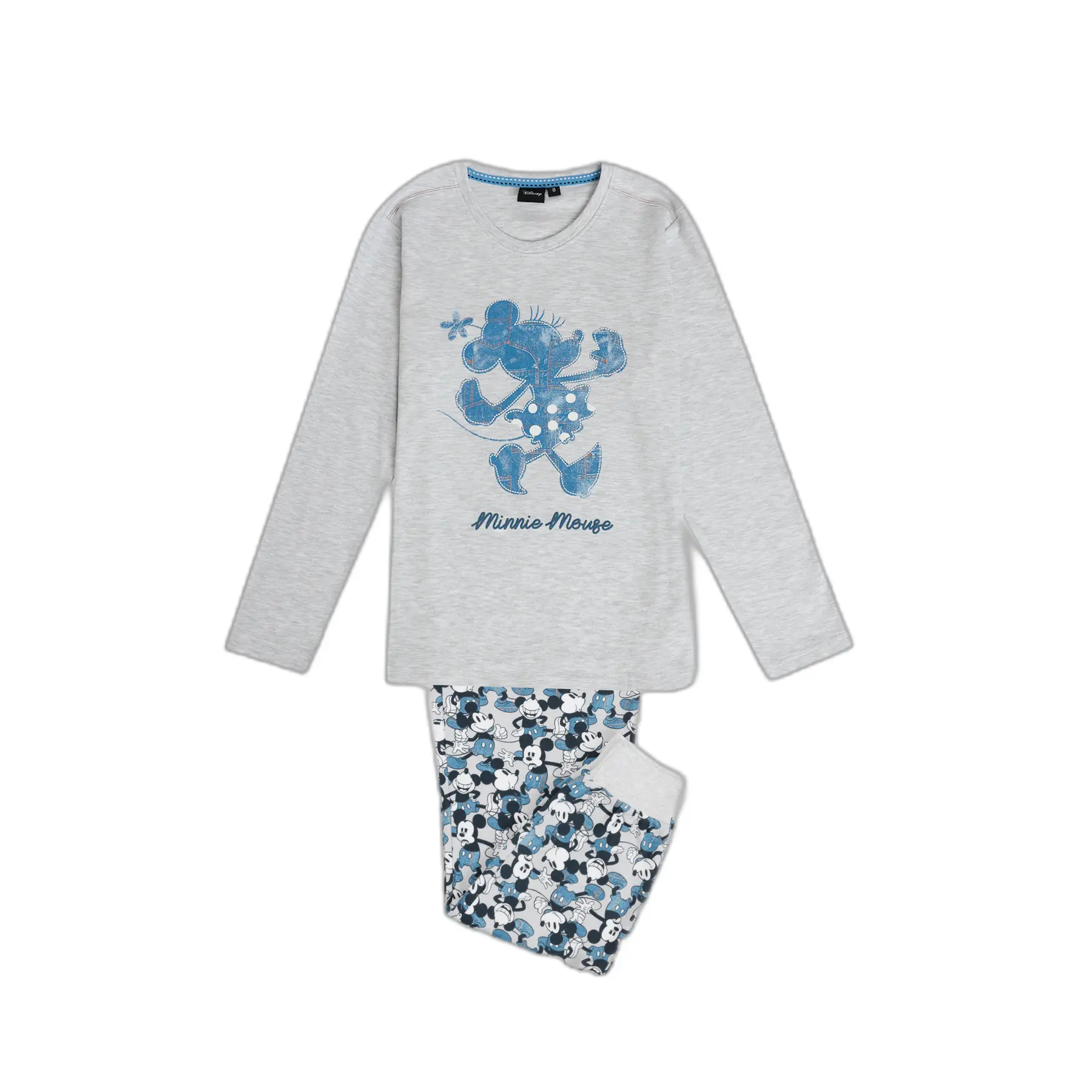 Langarm-Pyjama Mädchen Disney Mickey Jeans