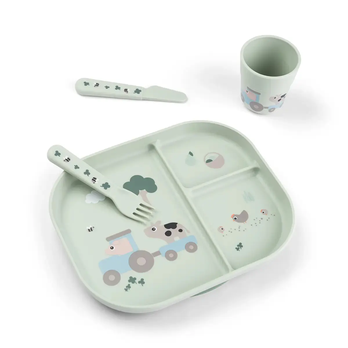 Piatto per pasti con ventosa baby Done by Deer Tiny farm