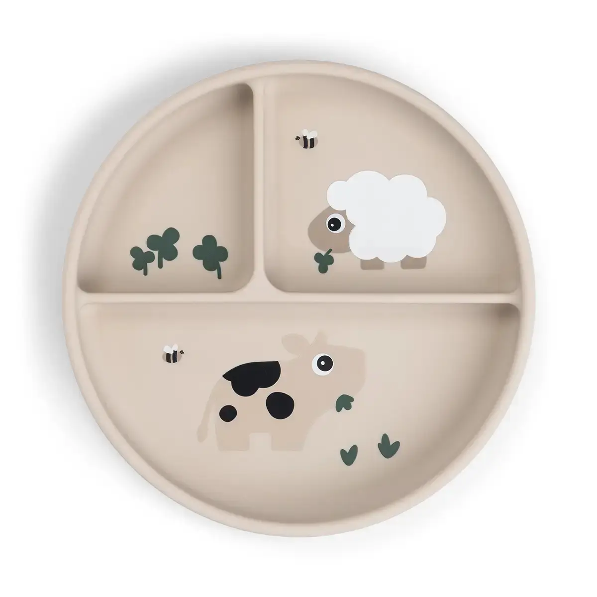 Done By Deer Beige Assiette Stick&Stay Assiette Plateau Bébé Tiny Farm