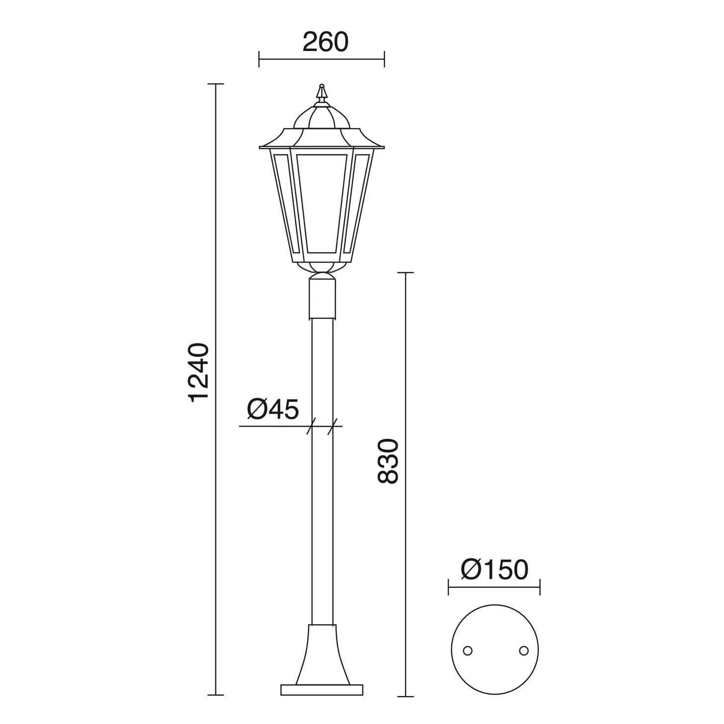 Klassische Pollerleuchte Dopo lighting Elite 6 IP44 E27