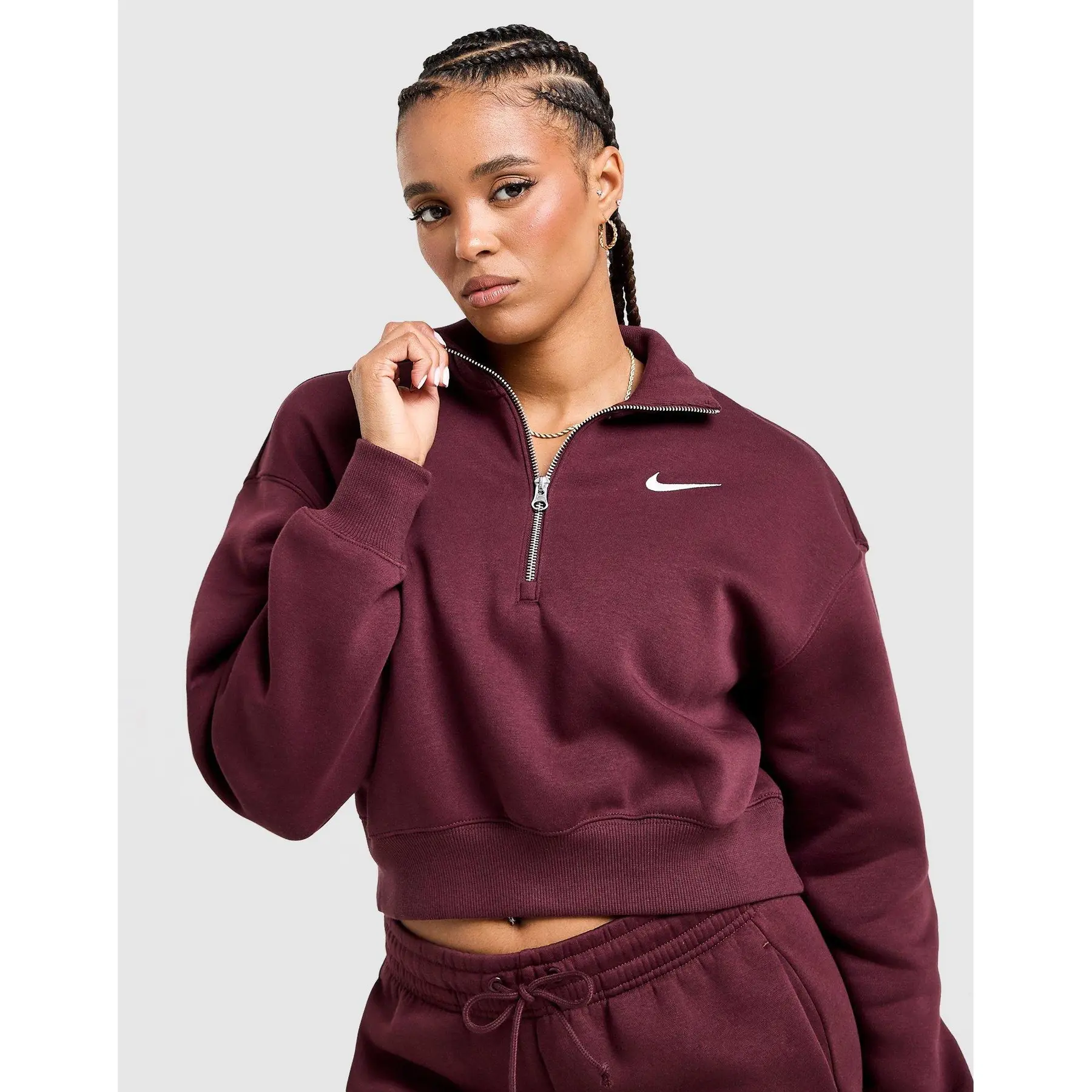 Sweatshirt 1/4 Reißverschluss Damen Nike Phoenix Fleece