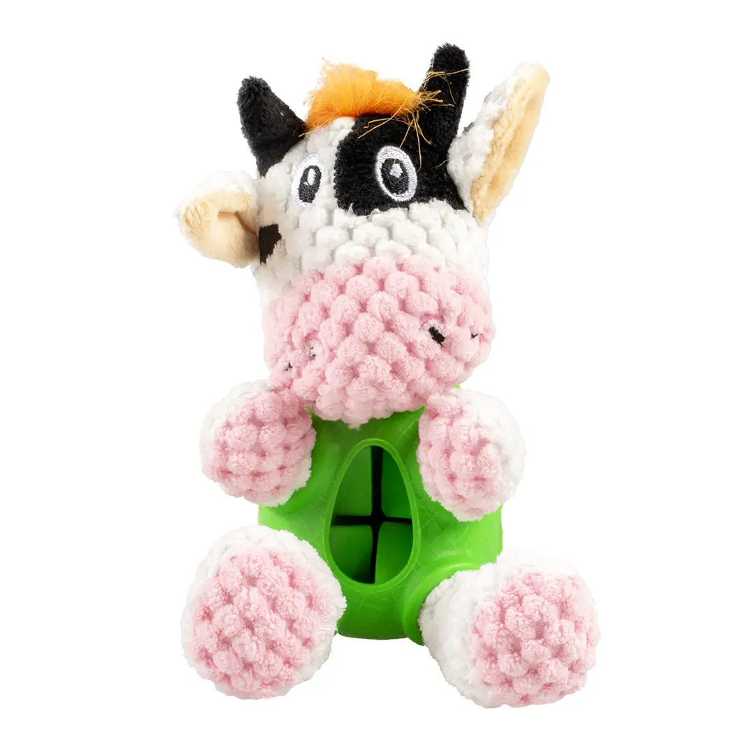Giocattolo di peluche per cani, dispenser di gomma per mucche Duvoplus