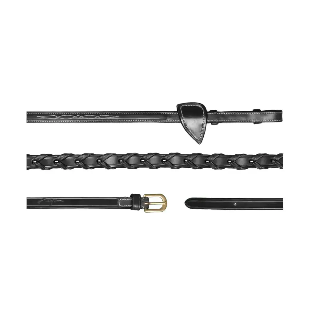 Dyon Schwarz Geflochtene Pferdezügel Dy'on 1/2"