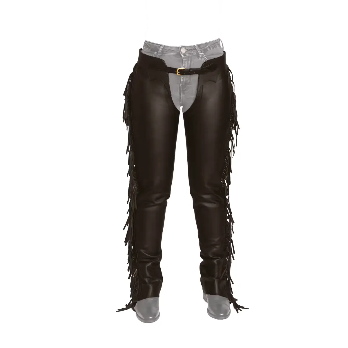 Chaps in pelle sintetica con frange per donna Dy'on